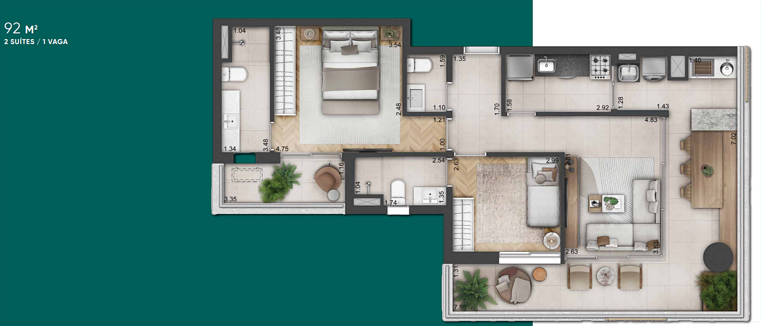 Planta 92m²